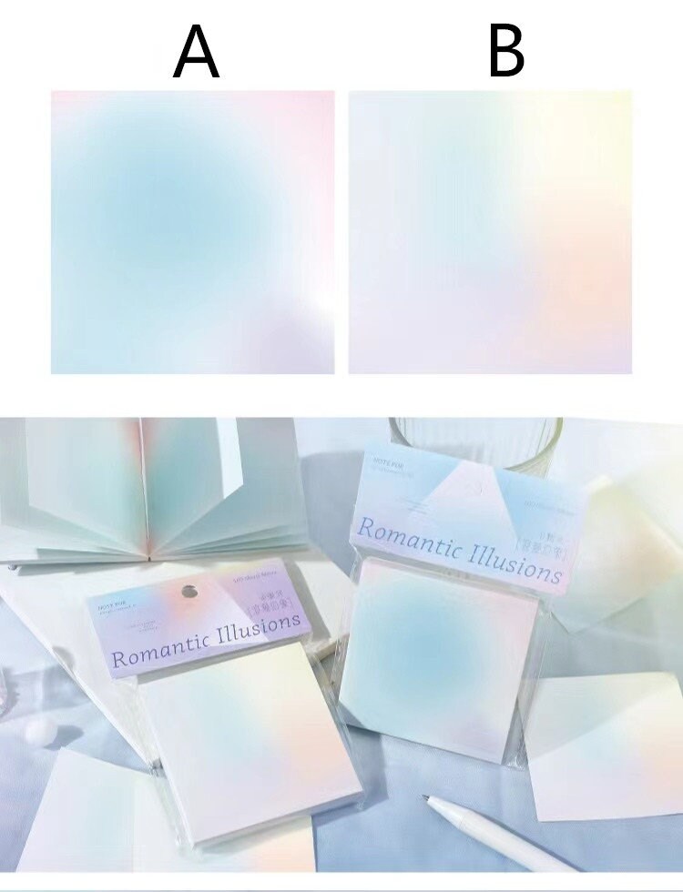 Romantic Illusions Creative Gradient Note Pad | Memo Pad | Colorful Writing Pad | Creative DIY Decor Stationary Student Supplies