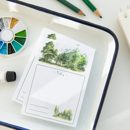 Forest Diary Notepad | Landscape Note Pad | Cute Memo Pad | Planner Memo | Stationery Planner Journal Notebook School Accessory Supplies