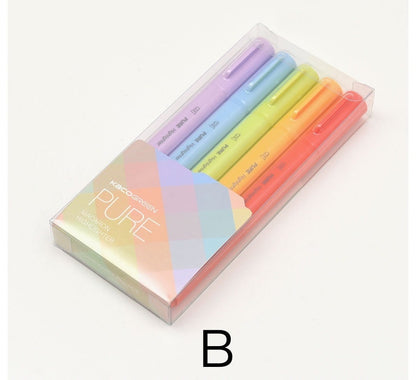 5 Pens Kaco Highlighter Pen Set｜Rainbow Color | Highlighter Marker Pen | Study Supplies