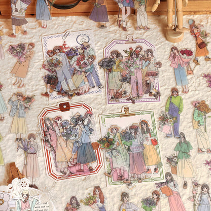 Fashion Girl Who Loves Flowers Sticker Pack /  Stickers / Planner Sticker Set / Junk Journal / Die Cut Stickers / Sticker Bag