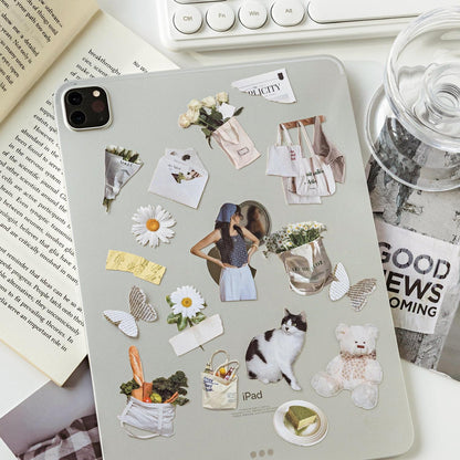 Modern Gadget Daily Life Sticker Pack | Coffee Cat Girl Stickers | Junk Journal Stickers | Planner Sticker | Scrapbooking Craft DIY Supplies