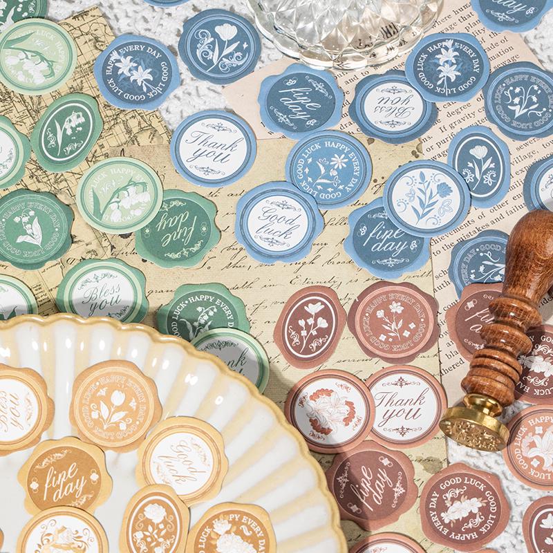 30pcs Retro Sealing Wax Sticker Pack | Three-dimensional Embossed | Envelope Sealing | Wax Sealing Sticker | Junk Journal Card Gift Wrapping