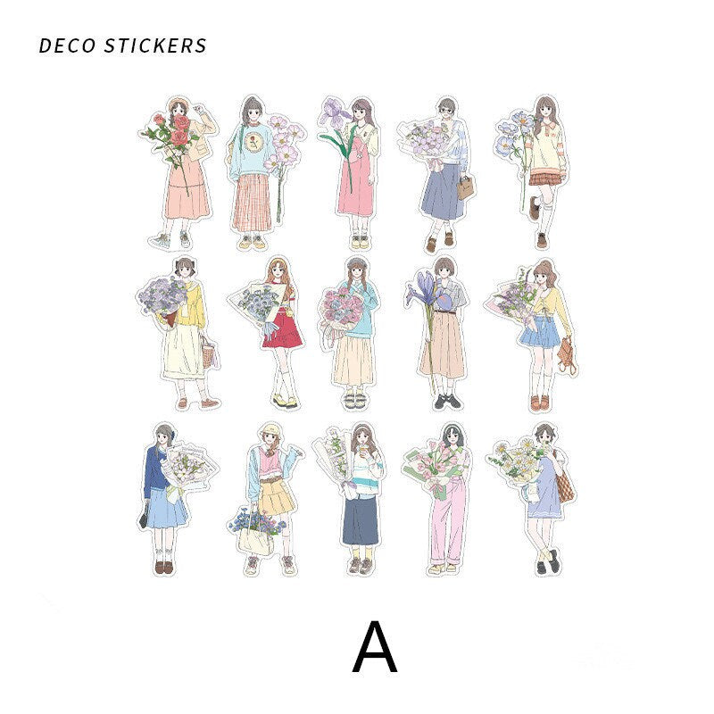 Fashion Girl Who Loves Flowers Sticker Pack /  Stickers / Planner Sticker Set / Junk Journal / Die Cut Stickers / Sticker Bag