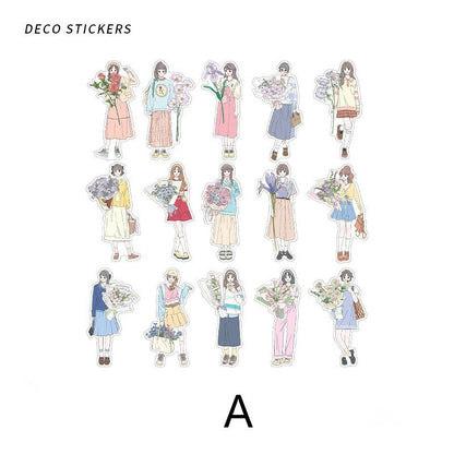 Fashion Girl Who Loves Flowers Sticker Pack /  Stickers / Planner Sticker Set / Junk Journal / Die Cut Stickers / Sticker Bag