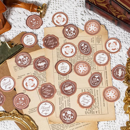30pcs Retro Sealing Wax Sticker Pack | Three-dimensional Embossed | Envelope Sealing | Wax Sealing Sticker | Junk Journal Card Gift Wrapping