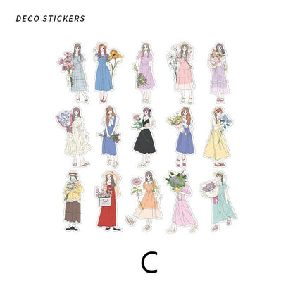 Fashion Girl Who Loves Flowers Sticker Pack /  Stickers / Planner Sticker Set / Junk Journal / Die Cut Stickers / Sticker Bag