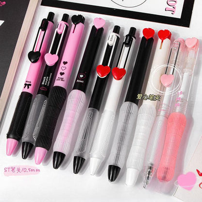 Black and Pink Gel Ink Pen Set | 0.5mm Black Ink Quick-Dry Pens | Kawaii Cute Planner Pens School Office Supplies Study Stationery