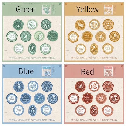 30pcs Retro Sealing Wax Sticker Pack | Three-dimensional Embossed | Envelope Sealing | Wax Sealing Sticker | Junk Journal Card Gift Wrapping