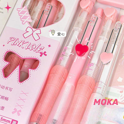Black and Pink Gel Ink Pen Set | 0.5mm Black Ink Quick-Dry Pens | Kawaii Cute Planner Pens School Office Supplies Study Stationery