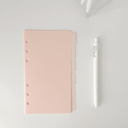 Light Pink  Side Tab Dividers | Plastic Planner Dividers | 6 Rings  |  A5 A7 Personal Pocket  | Planner Divider Label Stickers