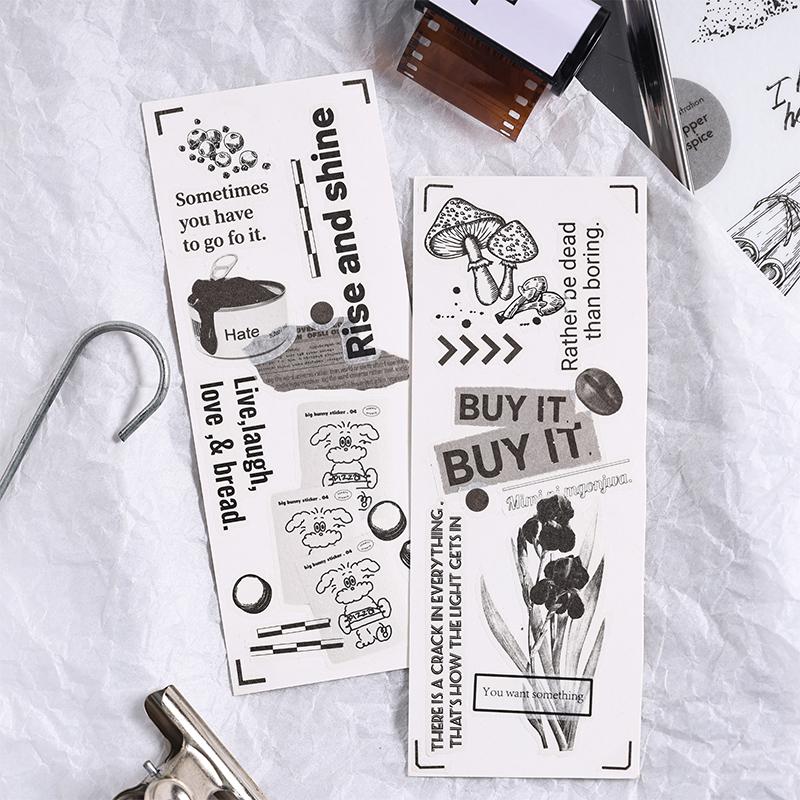 Elegant Black and White Daily Life Art Decorative Stickers | Food Coffee Wine Life Stationery Stickers | Bullet Journal Planner Accessories