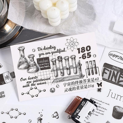 Elegant Black and White Daily Life Art Decorative Stickers | Food Coffee Wine Life Stationery Stickers | Bullet Journal Planner Accessories