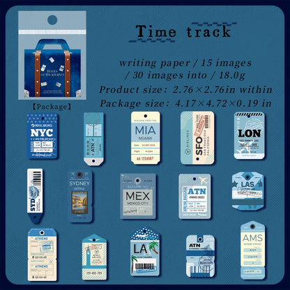 30pcs Retro Travel Label Sticker Pack | Travel Journal | Travler's Notebook | Planner Junk Journal Stickers | Scrapbooking Craft Collage