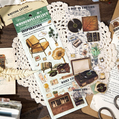 Retro Coffee Stationary Sticker Sheets  | DIY Journal Decoration | Art Scrapbooking Material  Planner Stationery Stickers