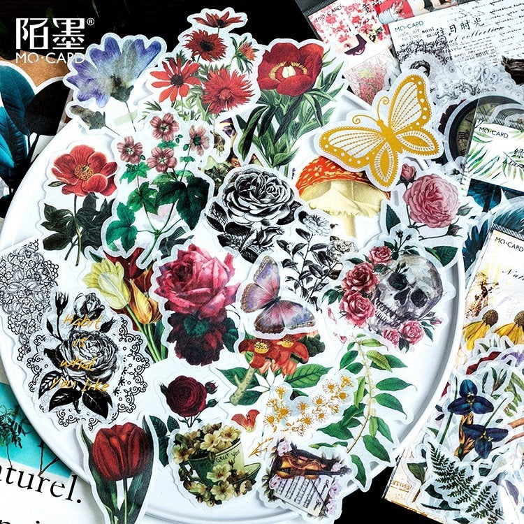 60pcs Vintage Plants Sticker Pack / Floral Botanical /  Stickers / Planner Sticker Set