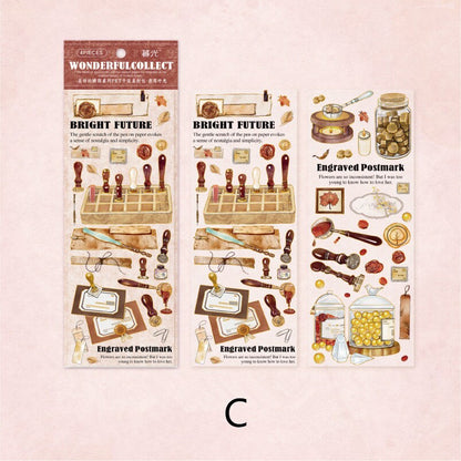 Retro Coffee Stationary Sticker Sheets  | DIY Journal Decoration | Art Scrapbooking Material  Planner Stationery Stickers