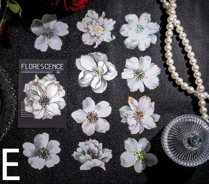 Florescence Foiled Flower Stickers Pack | Rose Lily Journaling Stickers | Scrapbooking Junk Journal Collage Kit DIY Journaling Supplies