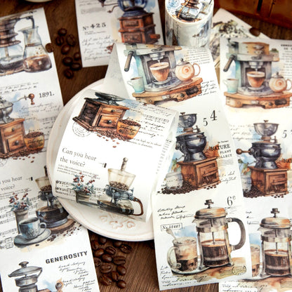 Retro Travel Life Aesthetics Coffee Washi Tape | Architecture Washi Tape | Gift Wrapping | Collage Kit Junk Journal | Gift for Girls