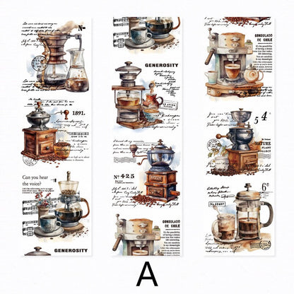 Retro Travel Life Aesthetics Coffee Washi Tape | Architecture Washi Tape | Gift Wrapping | Collage Kit Junk Journal | Gift for Girls