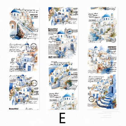 Retro Travel Life Aesthetics Coffee Washi Tape | Architecture Washi Tape | Gift Wrapping | Collage Kit Junk Journal | Gift for Girls