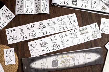 Retro 2025 Mini Calendar Sticker Set | Bullet Journal Scrapbooking Supplies Planner Accessories | Monthly Weekly Daily Date Stickers Kit
